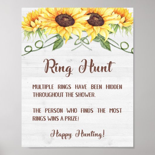 RING HUNT Zonnebloem Bruidsmeestuin Spel Bord Poster (Voorkant)