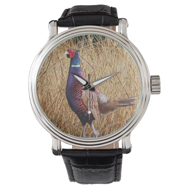 Ring Neck Pheasant Gifts, fazant Hunter Horloge (Voorkant)
