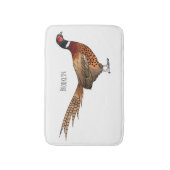 Ring-necked fazant bird cartoon badmat (Voorkant Verticaal)