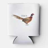 Ring-necked fazant bird cartoon blikjeskoeler (Voorkant)