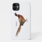Ring-necked fazant bird cartoon Case-Mate iPhone case (Achterkant)