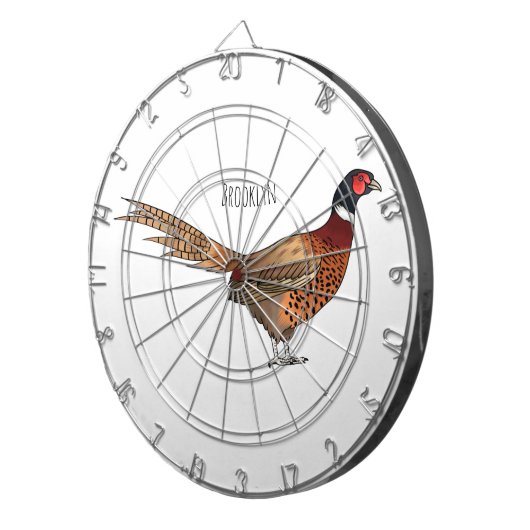 Ring-necked fazant bird cartoon dartbord (Voorkant Rechts)