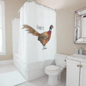 Ring-necked fazant bird cartoon douchegordijn (In situ)