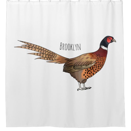 Ring-necked fazant bird cartoon douchegordijn (Voorkant)
