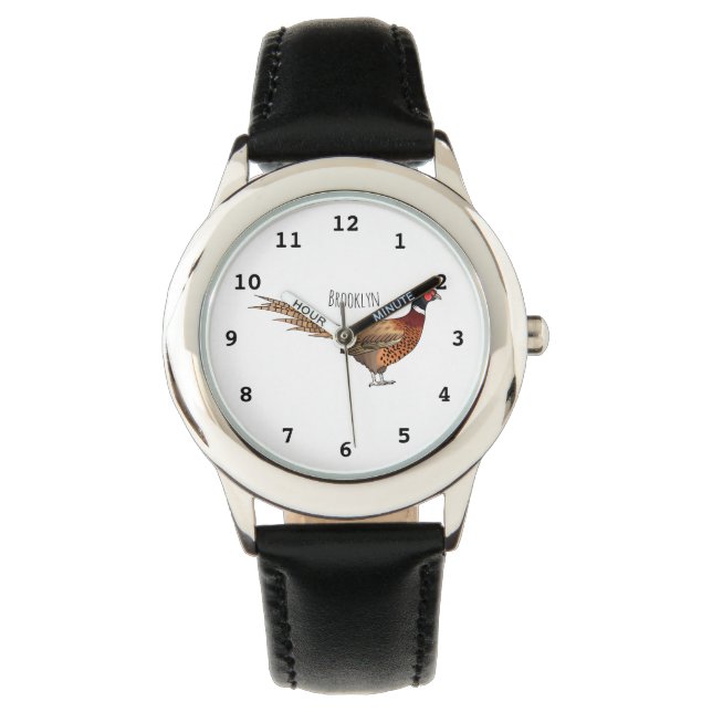 Ring-necked fazant bird cartoon horloge (Voorkant)