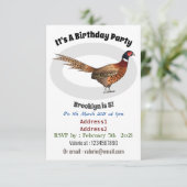 Ring-necked fazant bird cartoon kaart (Staand voorkant)