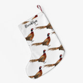 Ring-necked fazant bird cartoon kleine kerstsok (Achterkant (Hangend))