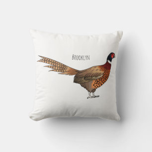 Ring-necked fazant bird cartoon kussen