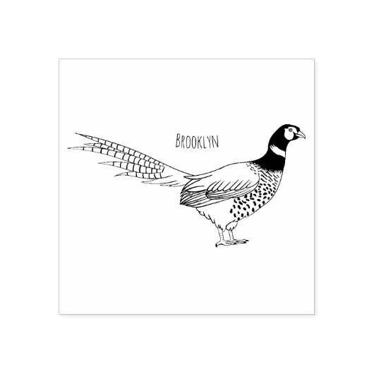 Ring-necked fazant bird cartoon 	rubberstempel (Afrduk)