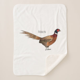 Ring-necked fazant bird cartoon sherpa deken