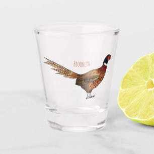 Ring-necked fazant bird cartoon shot glas