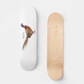 Ring-necked fazant bird cartoon skateboard (Voorkant)