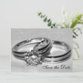 Ring Ring Ring Rond Diamond Opslaan Datum Save The Date (Staand voorkant)