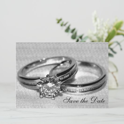Ring Ring Ring Rond Diamond Opslaan Datum Save The Date (Staand voorkant)