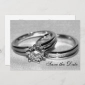 Ring Ring Ring Rond Diamond Opslaan Datum Save The Date (Voorkant / Achterkant)