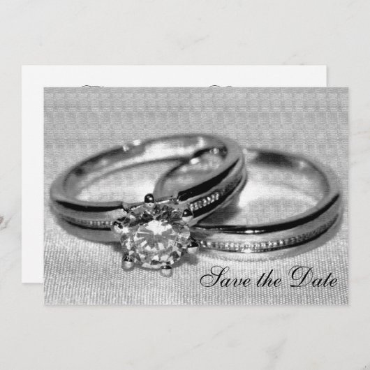 Ring Ring Ring Rond Diamond Opslaan Datum Save The Date (Voorkant / Achterkant)