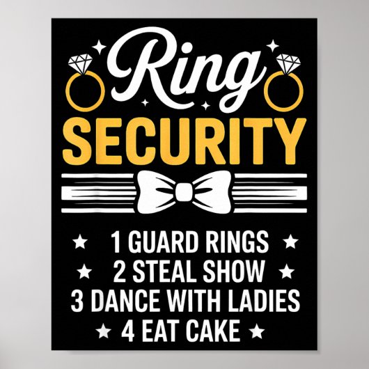 Ring Security Wedding Party Funny Ring Bearer  Poster (Voorkant)