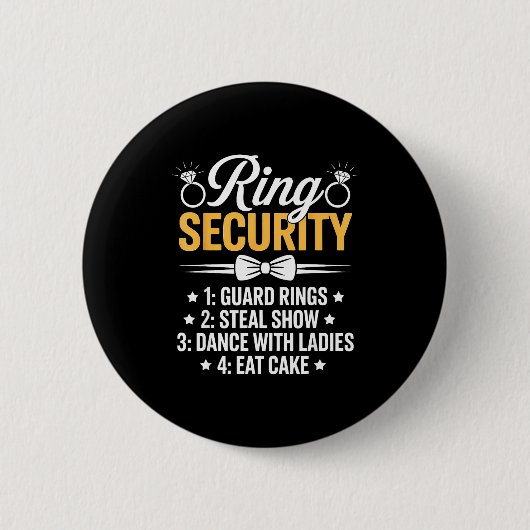 Ring Security Wedding Party Funny Ring Bearer  Ronde Button 5,7 Cm (Voorkant)