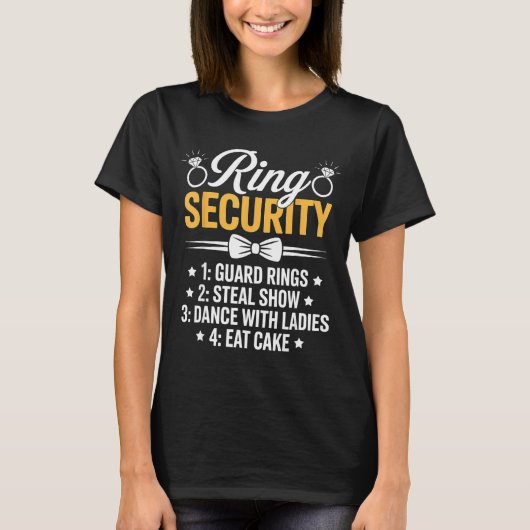 Ring Security Wedding Party Funny Ring Bearer  T-shirt (Voorkant)