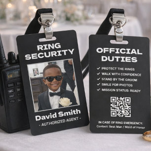 Ring Security Zwart Wit Formeel Pak Bruidsjonker Badge