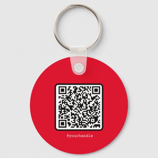 Ring sociaal media aangepast monogram rode QR-code Sleutelhanger (Voorkant)