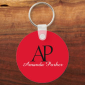 Ring sociaal media aangepast monogram rode QR-code Sleutelhanger (Achterkant)