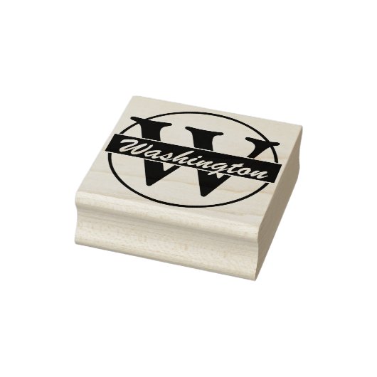 Ring & Strepen + uw Monogram / Naam Rubberstempel (Stempel)