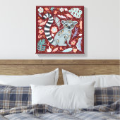 Ring Tailed Lemur Cute Floral Canvas Afdruk (Insitu (Slaapkamer))