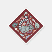 Ring Tailed Lemur Cute Floral Servet (Hoek)