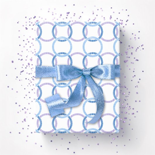 Ring Toss Interlocking Circles in Blue and Purple Cadeaupapier