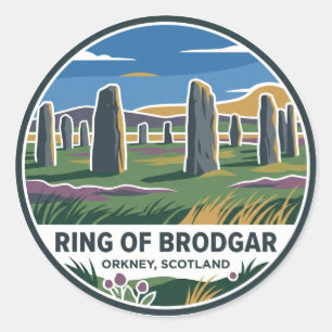 Ring van Brodgar Schotland Ronde Sticker