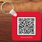 Ring van sociaal mediaplein Rood QR-code - alumini Sleutelhanger (Voorkant)