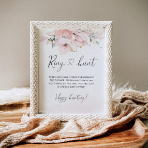 Ring zoektocht Floral blush roze gouden bruiloft s Poster