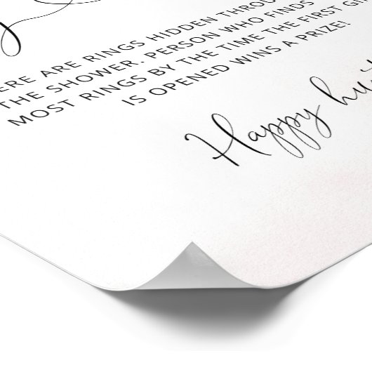 Ring zoektocht Florale blush roze gouden bruiloft Poster (Hoek)