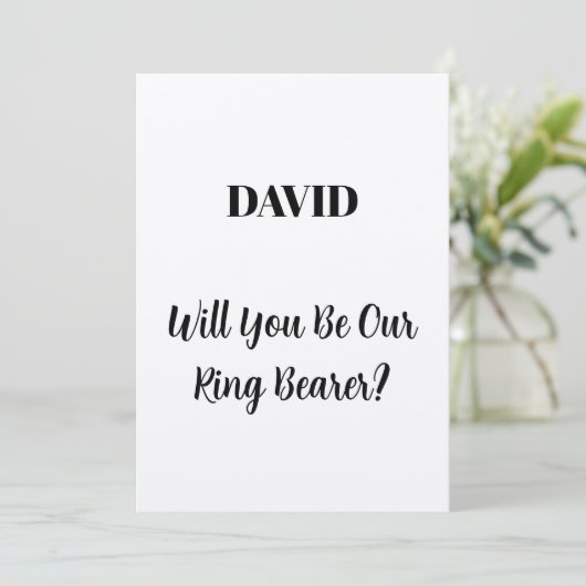 Ringbearer Custom Name Script Simple Wedding 2023 Kaart (Staand voorkant)