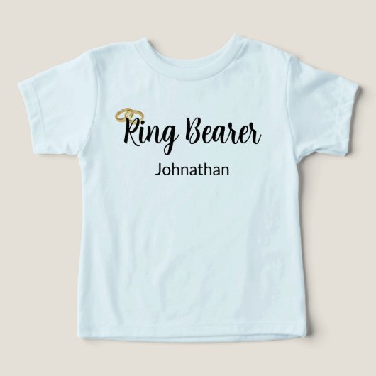 Ringbearer Script Gold Wedding Rings Boy's Name (Design voorkant)