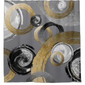 Ringcirkels Moderne Abstracte goudgrijs Douchegordijn (Voorkant)