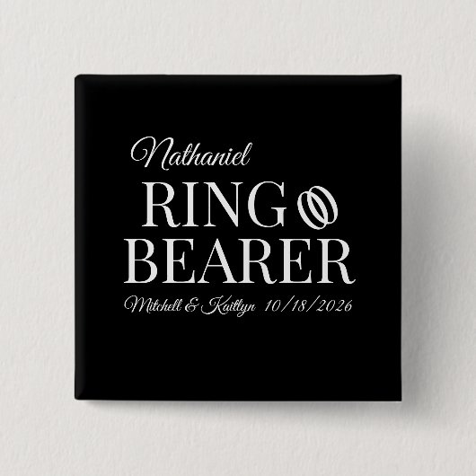 Ringdrager bruiloft vierkante button 5,1 cm (Voorkant)