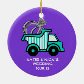 Ringdrager Dump Truck Foto Keramisch Ornament (Achterkant)