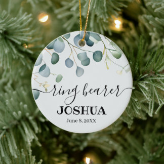 Ringdrager eucalyptus huwelijksaandenken keramisch ornament