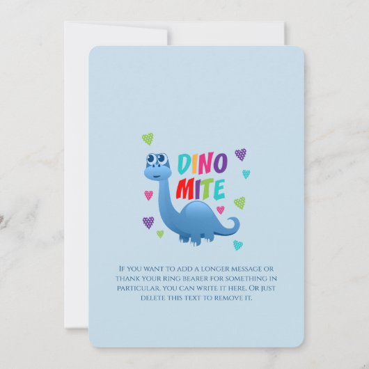 Ringdrager Page Boy Bedankt Dinosaur (Achterkant)
