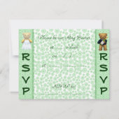 Ringdrager Teddyberen Appelgroene Trouwuitnodiging Kaart (Achterkant)