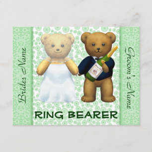 Ringdrager Teddyberen Appelgroene Trouwuitnodiging Kaart