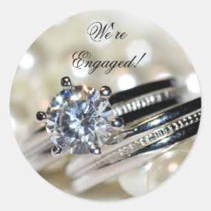 Ringen en witte paaltjes Verloving Envelopzegels Ronde Sticker