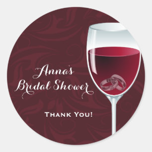 Ringen in Wijnglas Bruids Trouwdouche Bedankt Ronde Sticker