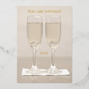 Ringen Wit Goud 50ste bruiloft Jubileum Folie Uitnodiging