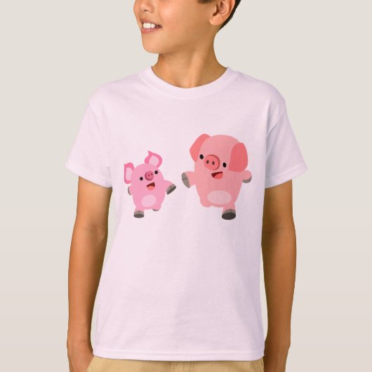 Ringende Cartoon Varkens T-Shirt (Voorkant)