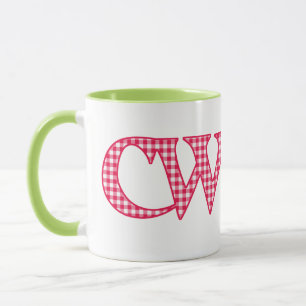 Ringer Coffee Mok, Welsh Cwtch, Red Check Gingham Mok