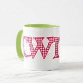 Ringer Coffee Mok, Welsh Cwtch, Red Check Gingham Mok (Voorkant links)