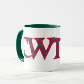 Ringer Coffee Mok Welsh Cwtch: Red Green Geometric (Voorkant links)